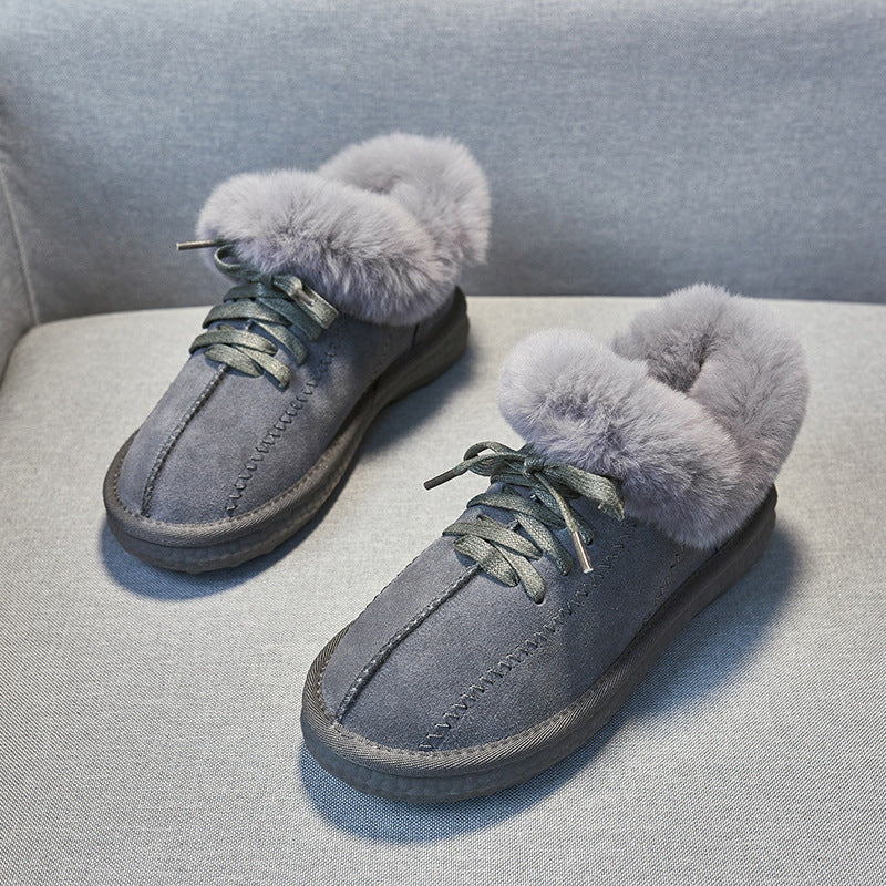 New winter frosted leather and velvet snow boots